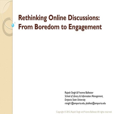 Rethinking online discussion   singh ballester