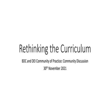 Rethinking the curriculum
