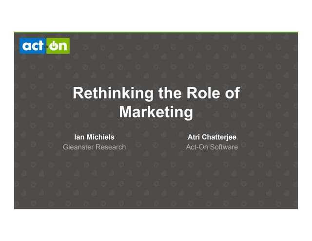 Rethinking the Role of Marketing
