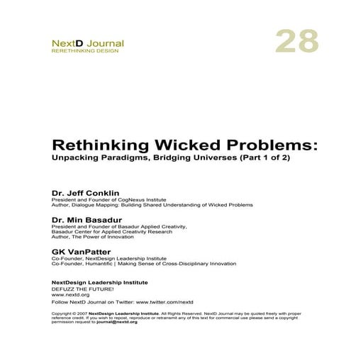 Rethinking wicked problems