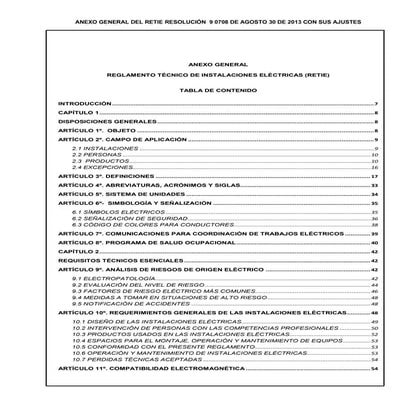 Anexo general del retie 2013 | PDF