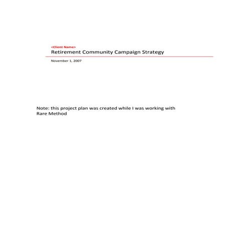 Retirement Community Campaign Strategy