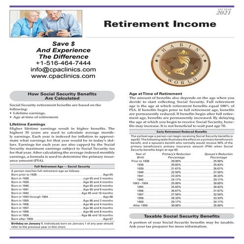 Retirement income 2021