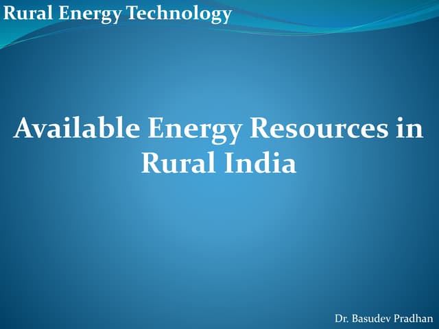 Ret leccture 3 available energy resources