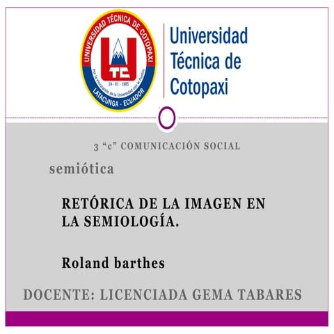 Retórica de la Imagen en la Semiología Roland Barthes 