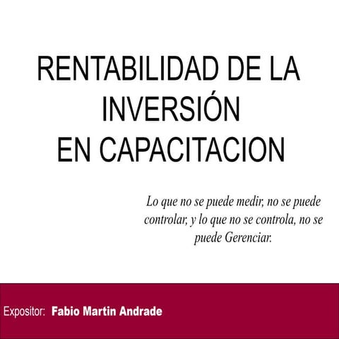 Medición de la Efectividad de los Programas de Capacitación | PPT