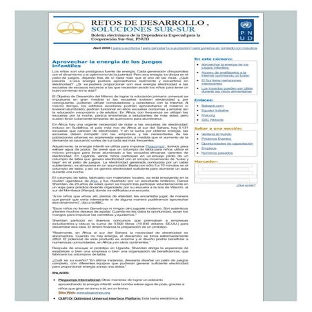 Retos De Desarrollo, Soluciones Sur-Sur: Abril 2008 