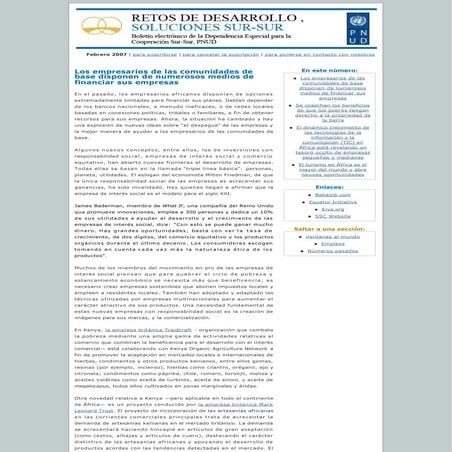 Retos De Desarrollo, Soluciones Sur-Sur: Febrero 2007