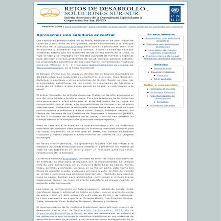 Retos De Desarrollo, Soluciones Sur-Sur: Febrero 2008