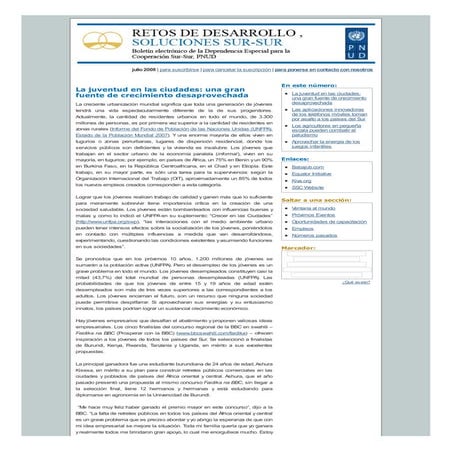 Retos De Desarrollo, Soluciones Sur-Sur: Julio 2008 