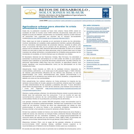 Retos De Desarrollo, Soluciones Sur-Sur: Junio 2008 
