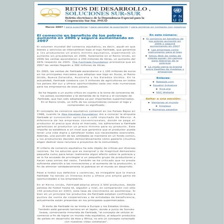Retos De Desarrollo, Soluciones Sur-Sur: Marzo 2007