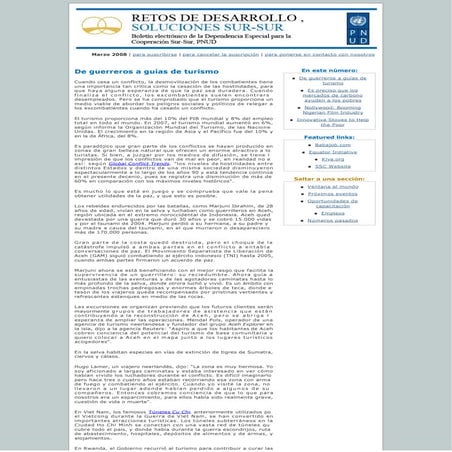 Retos De Desarrollo, Soluciones Sur-Sur: Marzo 2008