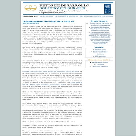Retos De Desarrollo, Soluciones Sur-Sur: Noviembre 2007