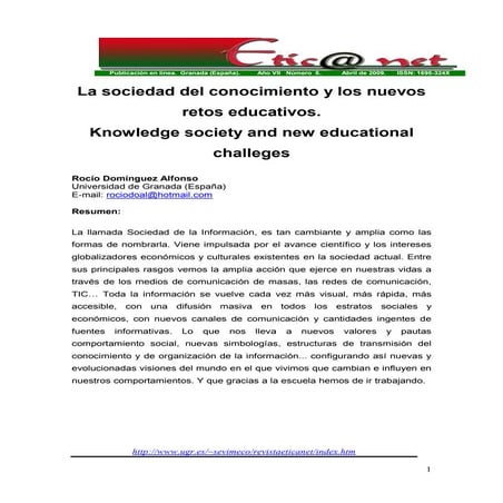 (Retos en la nueva sociedad del conocimiento y la informacion
