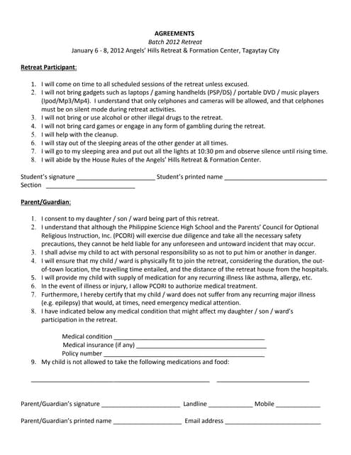 Retreat agreements