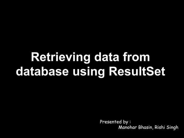 Retrieving data from database using result set (1)