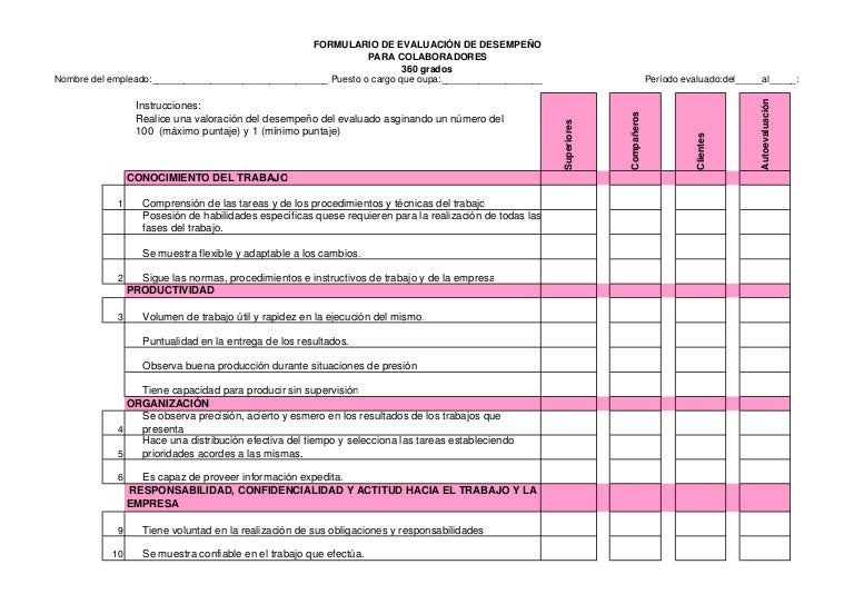 Formato De Metodo De Evaluacion 360