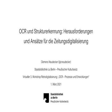 OCR und Strukturerkennung: Herausforderungen und Ansätze für die Zeitungsdigitalisierung