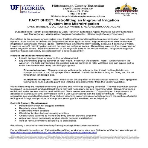 Retrofitting An In-Ground Irrigation System Into Microirrigation - University...