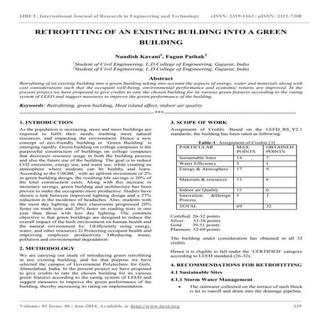 Retrofitting of an existing building into a green