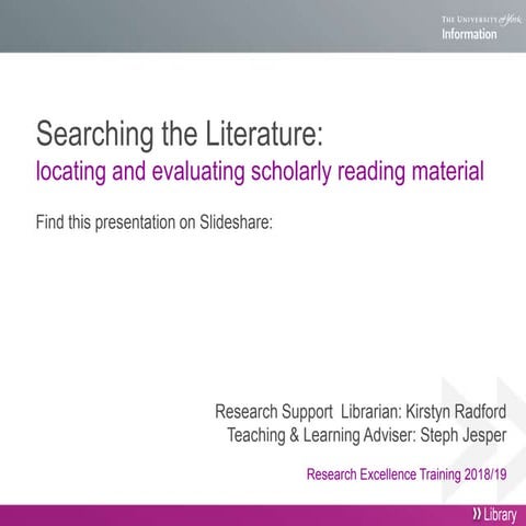 Searching the Literature 2018/19 