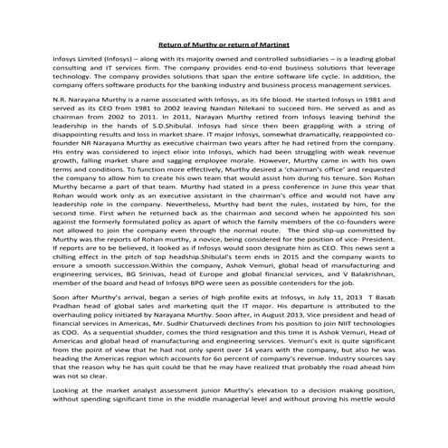 Return of murthy or return of martinet