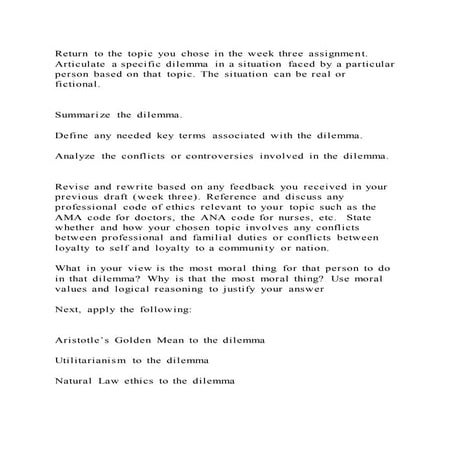Return to the topic you chose in the week three assignment. articula | DOCX