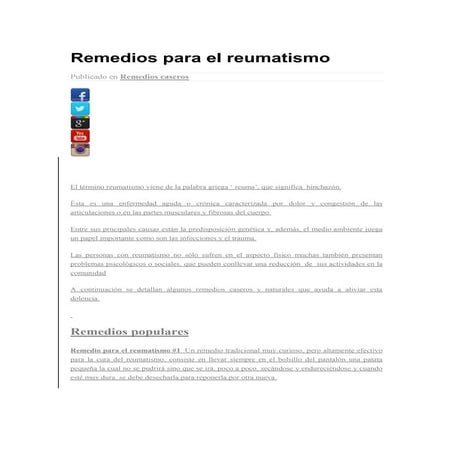 Reumatismo tratamiento