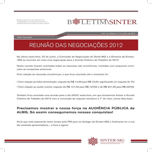 Reunião das negociaçoes 2012