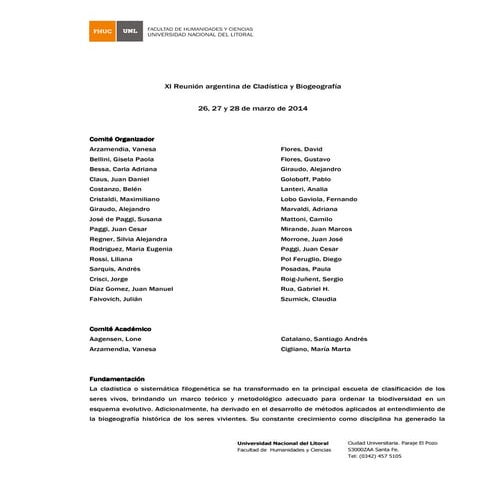 Reunion argentina de cladistica y biogeografia circularhellip
