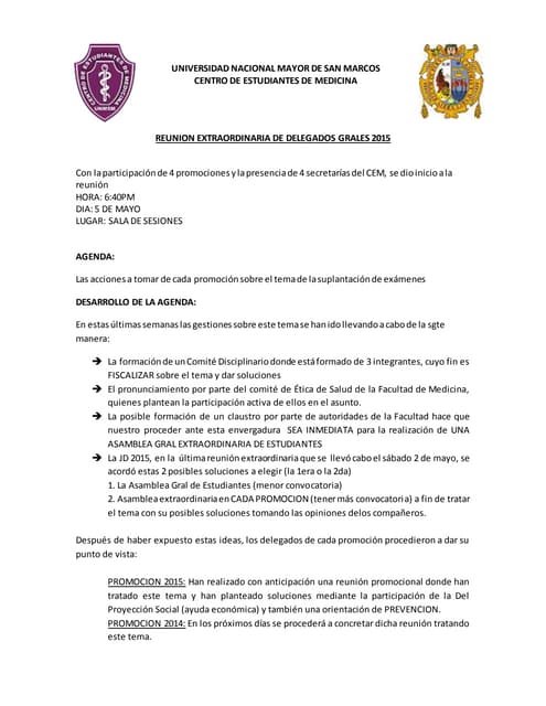 Reunion extraord 5 de mayo