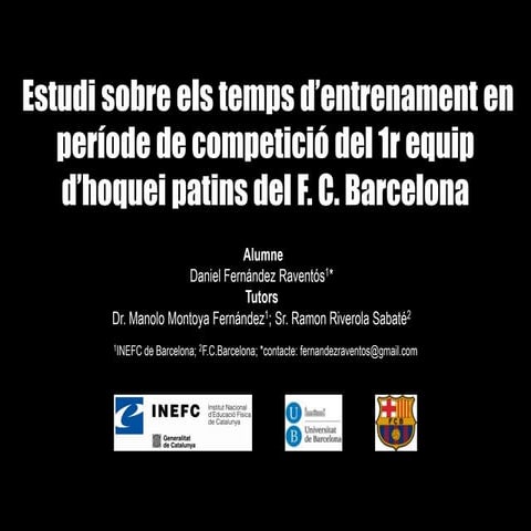 Presentació Estudi sobre els temps d'entrenament