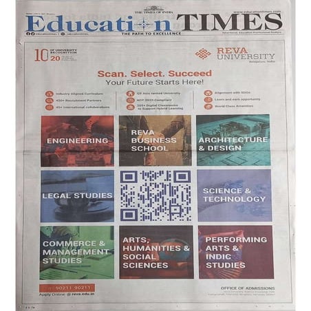 REVA Advertisement - The Times of India Education Times