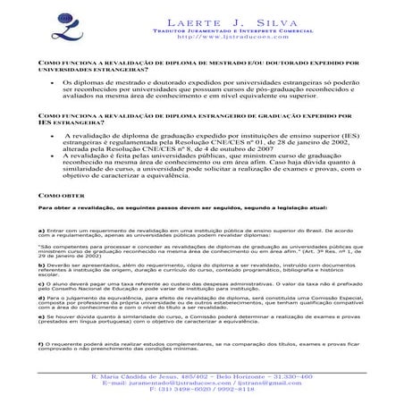 Revalidação de diploma   tradução juramentada
