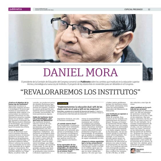 Revaloraremos los institutos