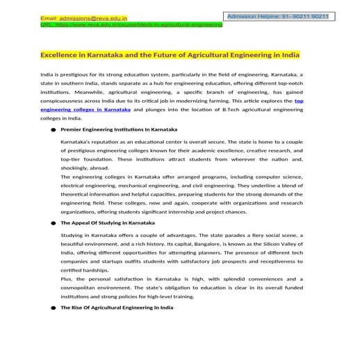 Excellence in Karnataka and the Future of Agricultural Engineering in India