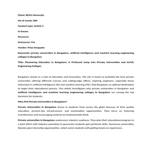 Pioneering Education in Bangalore: A Profound Jump into Private Universities ...