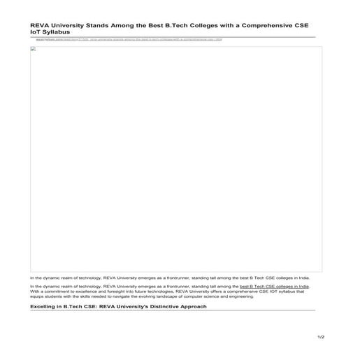 REVA University Stands Among the Best B.Tech Colleges with a Comprehensive CS...