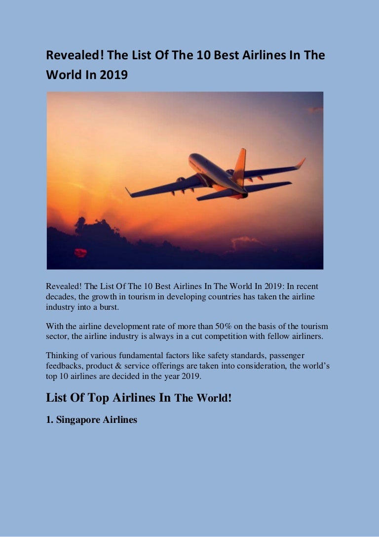 best airlines in the world 2019 list