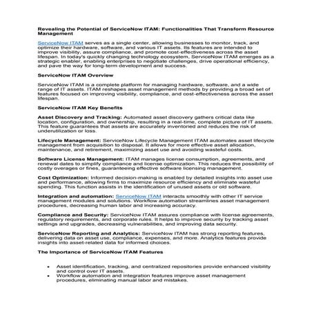 Revealing the Potential of ServiceNow ITAM Functionalities That Transform Res...