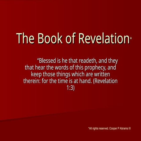 Revelation Short Introduction Chapter One | PPT