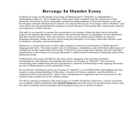 Revenge In Hamlet Essay