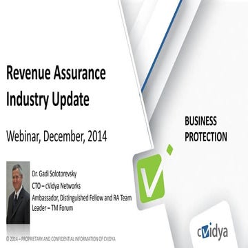 Revenue Assurance Industry Update - Webinar by Dr. Gadi Solotorevsky, cVidya'...