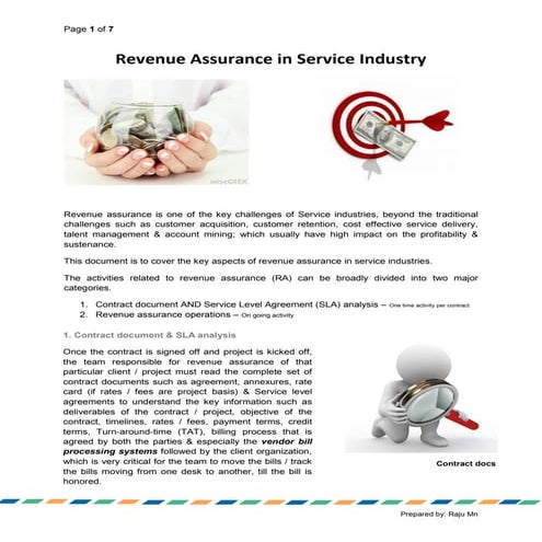 Revenue assurance in service industries