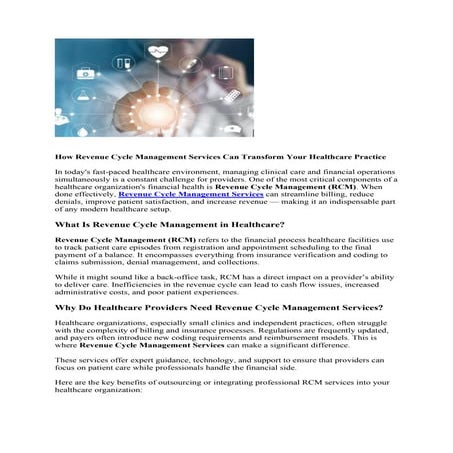 Revenue Cycle Management Services Can Transform Your Healthcare ...