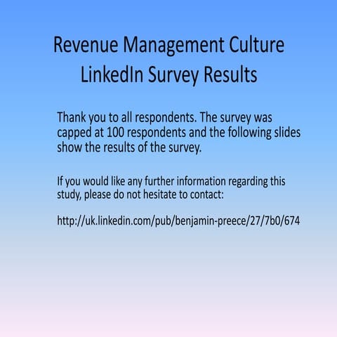 Revenue Management Culture: LinkedIn survey results