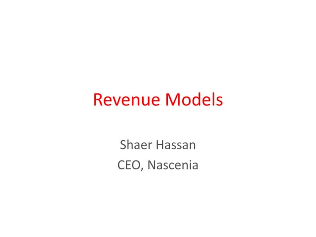  Revenue Models and Pricing