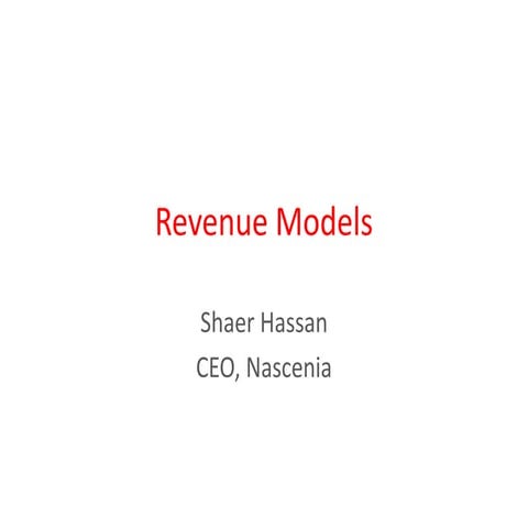 Revenue Models and Pricing