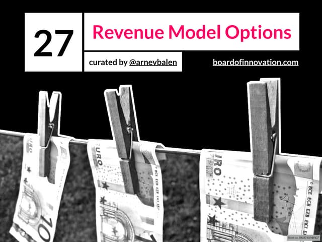 27 Revenue Model Options B2C (curated by @arnevbalen - Board of Innovation)